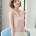 thumbnail image 4 of Womens Tops Blouse Brief Office Work Wear V Neck Sleeveless Chiffon Tops Shirt, 4 of 8