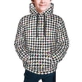 thumbnail image 2 of Bingfone Black And White Houndstooth Pattern Youth Classic Hoodies Soft Hooded Pullover Sweatshirts for Girls and Boys, 2 of 6