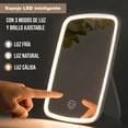 thumbnail image 3 of Set de 2 Espejos LED para Maquillaje | LO NECESITO (3 Niveles de Iluminación, Recargable USB Tipo C, Soporte Trasero, Color Blanco), 3 of 5