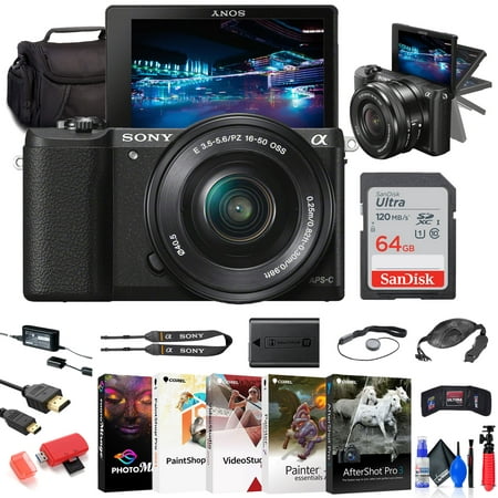 Sony Alpha a5100 Mirrorless Digital Camera with 16-50mm Lens + 64GB Card + More
