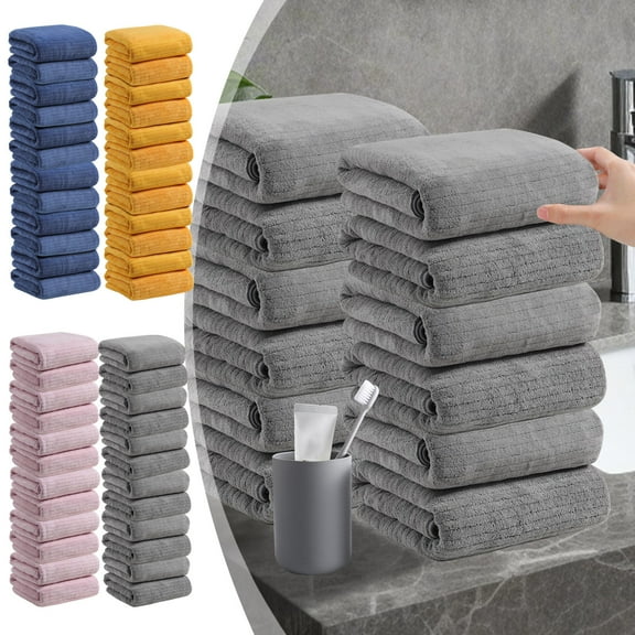 Up to 50% off Dmlowu Bath Towel Set 12pc Soft Cotton Bath Towels Comfortable Quicker Dry Bathroom Towels 13x29" Super Absorbent Thickened Hand Towels for School Hotel Home Gym Travel Camp Pool