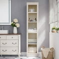 thumbnail image 6 of VAUXHILL & CO. Halston Narrow Bookcase, Adjustable Storage Shelving Unit, Cream, 6 of 9