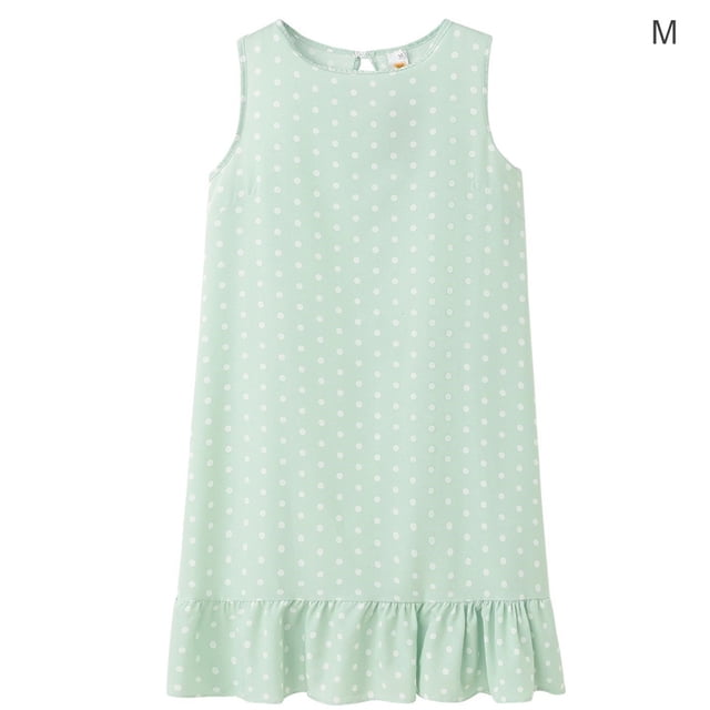 Vestido De Mujer Sin Mangas Chaleco De Puntos Vestido Suelto De Cuello Redondo Con Volantes, Verde Claro, M Yuarrent AP002086-32