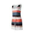 thumbnail image 4 of Seyurigaoka Women Casual Sleeveless Striped Dresses V Neck Spaghetti Strap Mini Dress Elastic Waist Belt Swing Dress with Pockets, 4 of 9