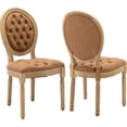 thumbnail image 3 of Set of 2 Vintage French Country PU Leather Dining Chairs with Solid Wood Legs, Orange Upholstered for Dining Room or Kitchen, 3 of 7
