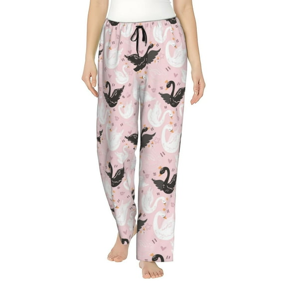 Vsdgher Swan And Flowers2 Women’s Womens Pajama Pants, Lounge Wide Leg PantsLounge Pants,Sleep Bottoms, Lounge for Women-Large
