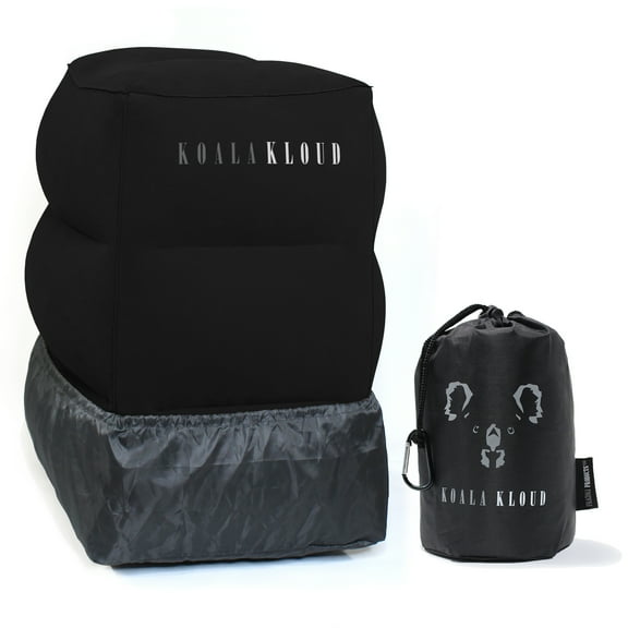 Koala Kloud Travel Foot Rest Inflatable Foot Rest Pillow, Airplane Footrest for Flights Car Seat Foot Rest, Kids Travel Accessories, Black