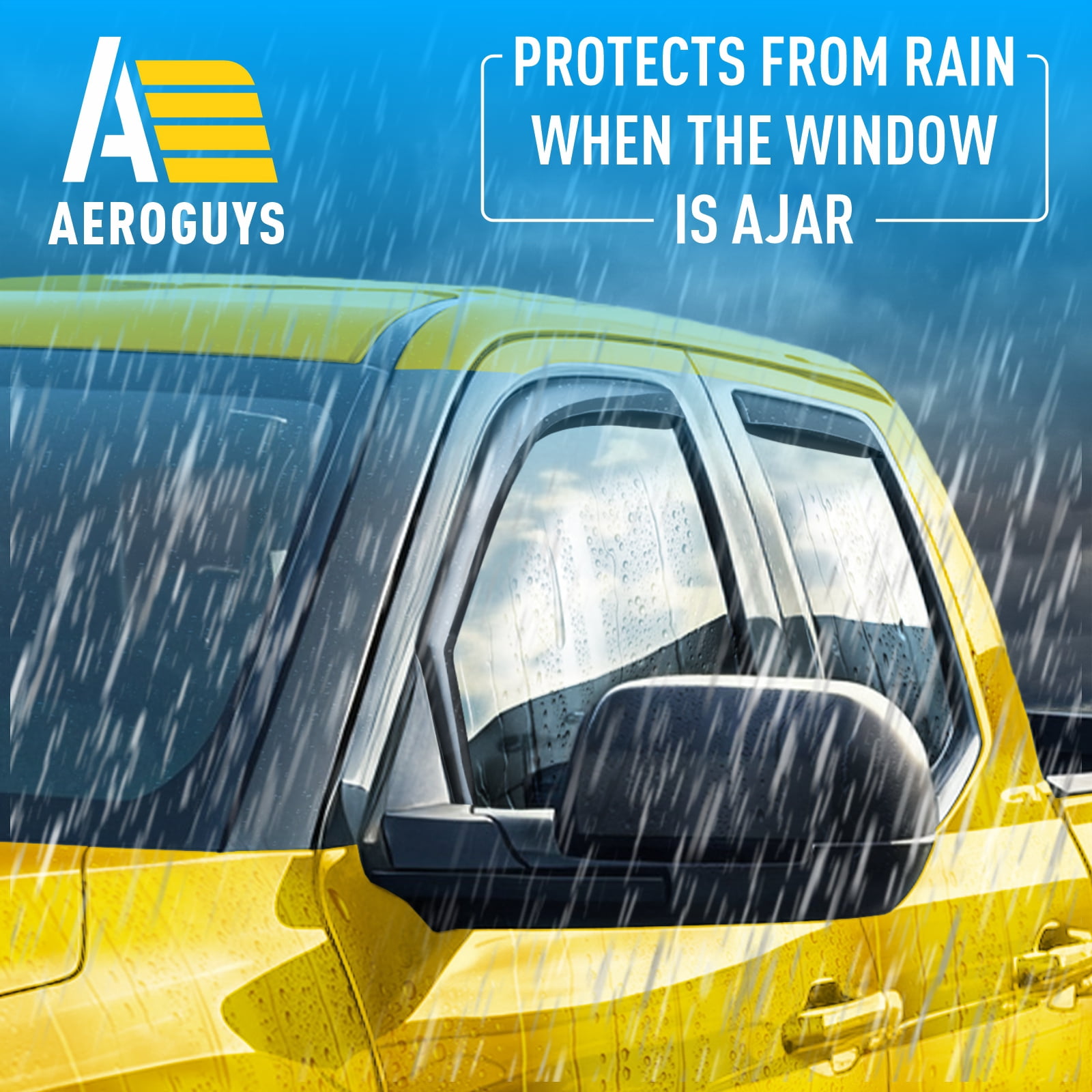 AEROGUYS In-Channel Window Deflectors Extra Durable Window Visors Rain Guards Fit for Toyota Tundra 2022-2025 Double Cab, Sun Visors, Wind Vent Visors, Car Accessories - 4pcs. AG0272