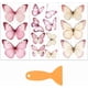 thumbnail image 1 of Juego de 3 pegatinas de mariposas rosas para muebles y manualidades, de 15 x 30 cm, con temática de animales., 1 of 9