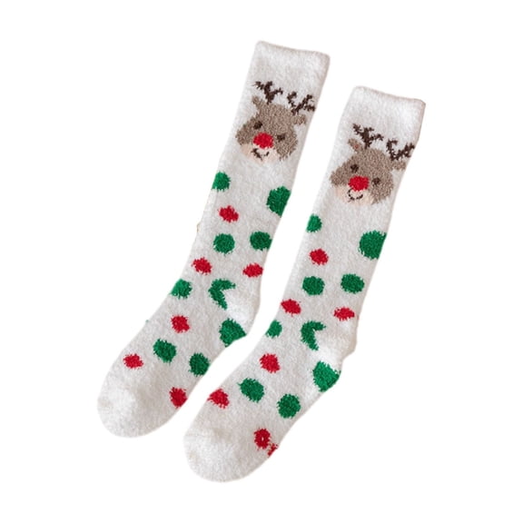 Bwiyojiz Home Decor Christmas Decorations Decoration Count 2pcs Corals Fleece Socks Women's Knee-High Stockings with Lining Winter Thickened Mid-Calf for Women, Gifts for Family, Multicolor