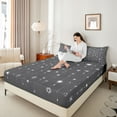 thumbnail image 4 of jejeloiu Constellation Theme Bed Sheets,Stars Print King Sheets,Gray White Sheet Set For Teens,Microfiber Bedroom Decor,4pcs, 4 of 7