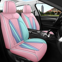 Red Rain Pink and Blue Leather Seat Cover Universal Car Seat Cover 2024 New 13Pcs Fit Car Auto Truck SUV (U-Pink Blue Blue)