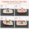 thumbnail image 6 of 2 Set 14 Pcs Cat Kitten Starter Kit Foldable Cat Litter Box with Shovel Small Litter Pan Collapsible Cat Toilet Paw Litter Mat Cat Collars Cat Bowls Cat Toys Teaser Stick for Beginner(Pink), 6 of 7