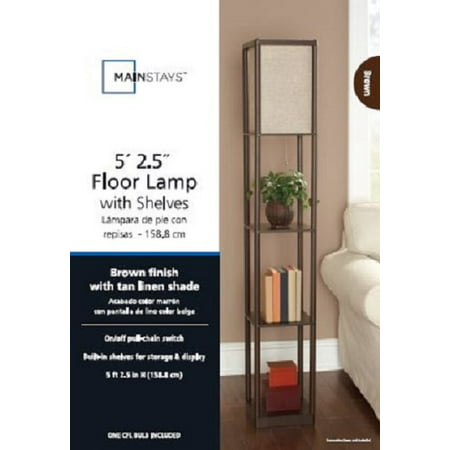 Mainstays Brown Shelf Floor Lamp California Version Walmart Com Walmart Com