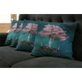 thumbnail image 5 of Ambesonne Tree Throw Pillow Cover 4 Pack, Pink Blossom Art, 18", Lilac Petrol Blue, 5 of 5