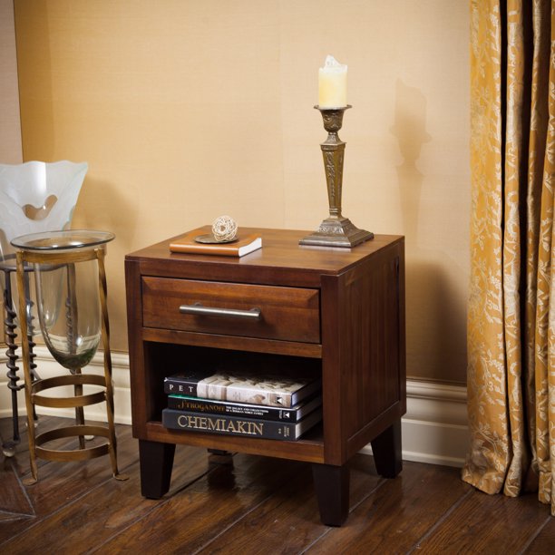 Noble House Margaret Acacia Wood Night Stand Walmart Com Walmart Com