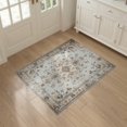 thumbnail image 3 of ODIKA 3'x5' Washable Area Rug Beige Dining Vintage Distressed Scrollwork Neutral Tone Cream for Hallway, Laundry Room, Non-Slip, Flatweave, Easy Care, 3 of 7