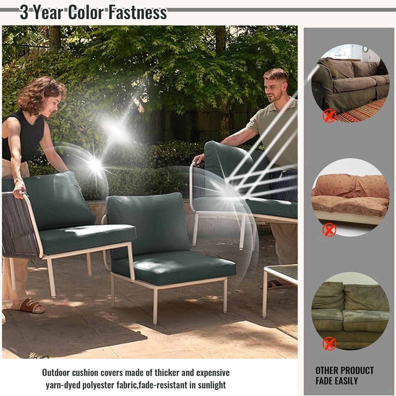 YLLN 14-Piece Sofa Cushion Set, 4in Thick Replacement Cushions For Outdoor Furniture, Water-Resistant Patio Outdoor Sectional Cushions, For 6-Seat Sectional Patio Conversation