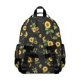 thumbnail image 3 of Sunflower and Leaf Black Pattern Cute School Backpack Bag for School with Padded Back and Adjustable Shoulder Straps 15.25"x11.5"x5.25", 3 of 5