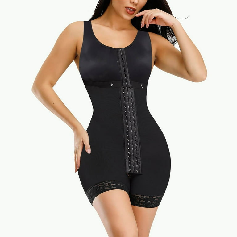 Odeerbi Shapewear for Women 2024 Tummy Control Bodysuit Suit U-Neck Vest  Breasted Surgeries Lace Stitching Compression Garment Black 