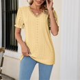 thumbnail image 4 of Vedolay Women'S Tops, Tees & Blouses Womens-Plus-Size-Tops Notch V Neck Summer T Shirts Short Sleeve Blouses,Yellow L, 4 of 5