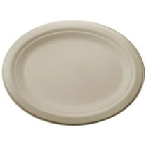 World Centrics 12 in Oval Plate - Unbleached Plant Fiber - Compostable - Case of 500