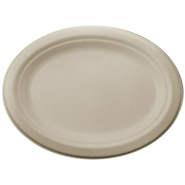 World Centrics 12 in Oval Plate - Unbleached Plant Fiber - Compostable - Case of 500