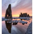 thumbnail image 3 of Driftwood Duvet Cover Set, Setting Sun Theme Sea Stacks and Wood at Ruby Beach Digital Image, Decorative 3 Piece Bedding Set with 2 Pillow Shams, Queen Size, Orange and Grey, by Ambesonne, 3 of 3
