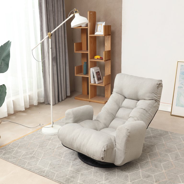 Swivel Japanese Floor Chair, Single Lounge Leisure Sofa with