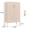 thumbnail image 3 of Marcree 2 Door Metal Accent Cabinet,Metal Locker Storage Cabinet,Metal Storage Cabinet with Shelves,Metal Sideboard Cabinet for Home Office,Entryway, Pink, 3 of 9