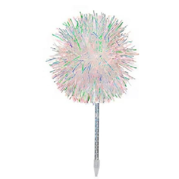 U Style Pom Pom Ballpoint Pen, 1.0 mm, Black Ink, Fluffy Top, White