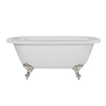 Windsor 60 Inch Acrylic Double Ended Clawfoot Tub - Continuous Roll Rim - No Faucet Drillings - Ball & Claw Feet