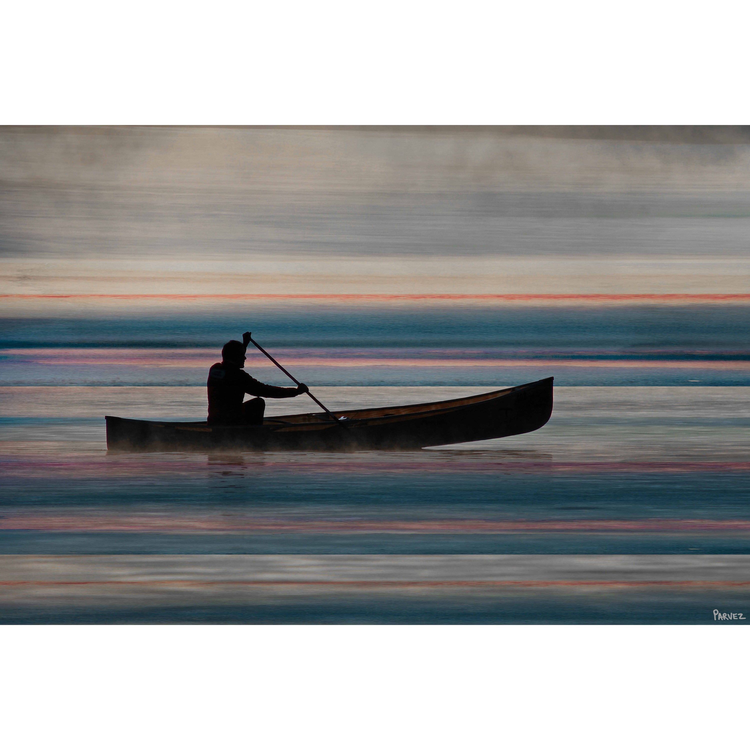 "Canoe on Lake" Painting Print on Wrapped Canvas