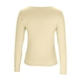 thumbnail image 5 of Womens Long Sleeve Shirts Square Neck Tops Solid Color Basic Base Layer Crop Tops Fall Outfits Fashion Clothes Beige XS, 5 of 5