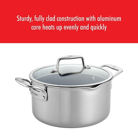 ZWILLING - Clad CFX 6-qt Stainless Steel Ceramic Nonstick Dutch Oven - Silver