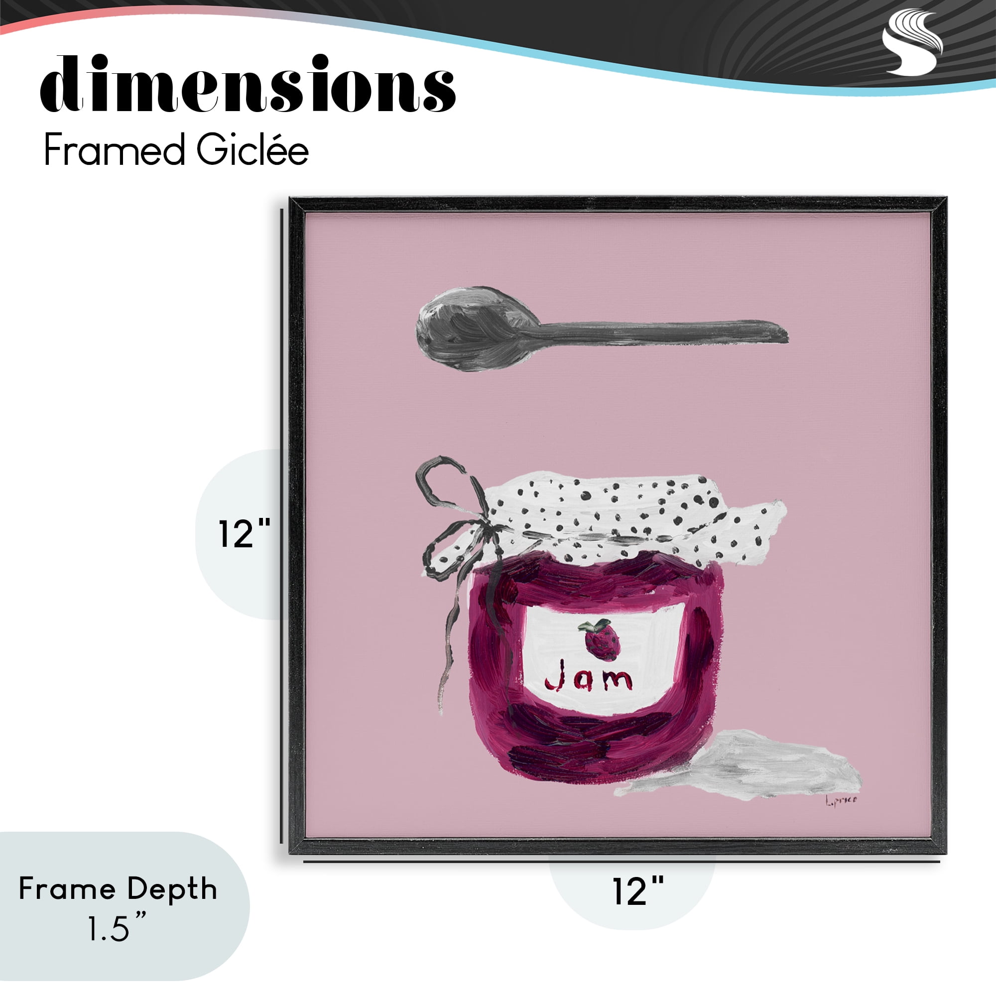 Stupell Industries Jam Jar over Blush Black Framed Giclee Art, design by Lucille Price