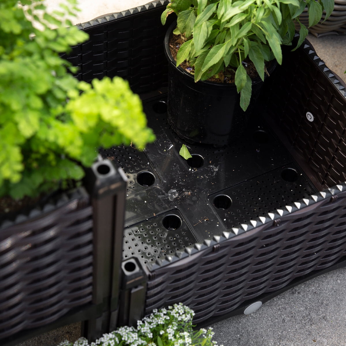 Barton 2-Piece Raised Garden Bed Planter Box with Self-Watering Design and Drainage Holes, Brown