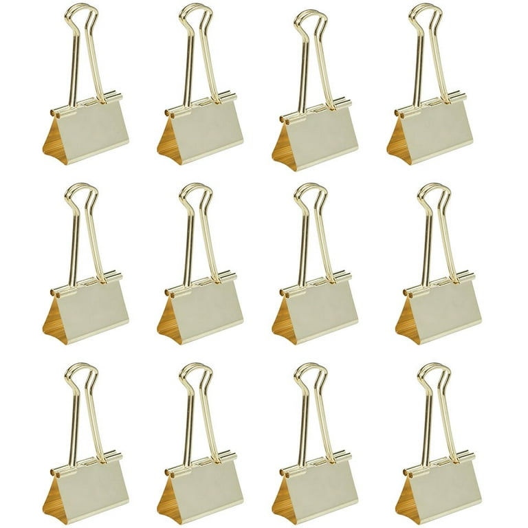 JAM Paper Colorful Binder Clips, Large, 1 1/2 inch (41 mm), Gold
