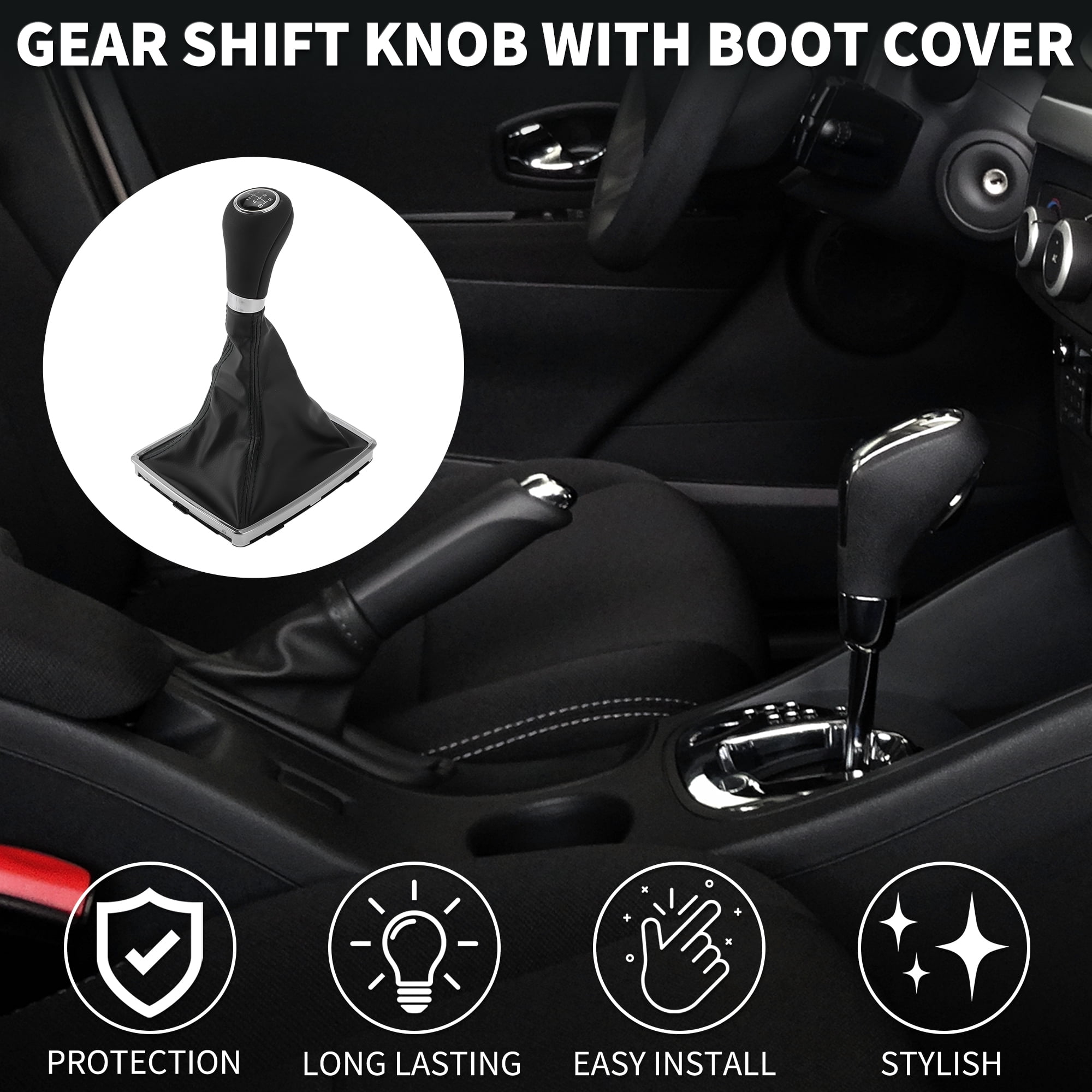 Unique Bargains Gear Shift Knob with Cover 6 Speed Manual Stick Shifter Knob for Mercedes-Benz C-Class 2007-2023 Plastic