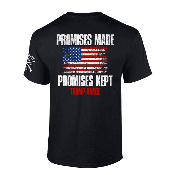 Patriot Pride American Flag Patriotic Promises Made, Promises Kept, Trump-Vance Mens Short-Sleeve T-Shirt-Black-4xl