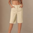 thumbnail image 2 of zbxnLI Womens Straight Leg Shorts Knee Length High Waist Stretch Summer Casual Work Shorts with Pockets, 2 of 4