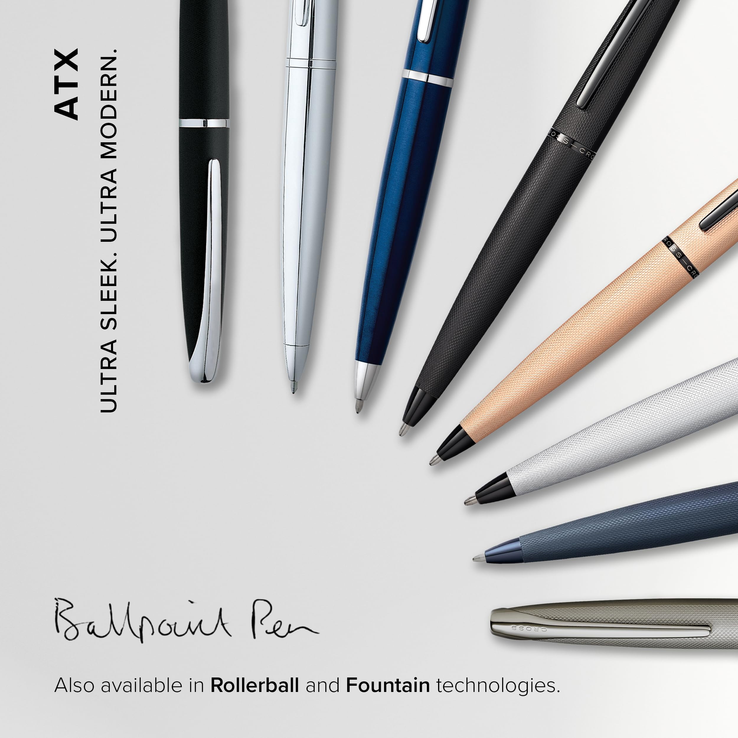 Cross ATX Brushed Rose Gold with Machine-Turned, Diamond-Pattern Engraving with Polished Black PVD Appointments Ballpoint Pen