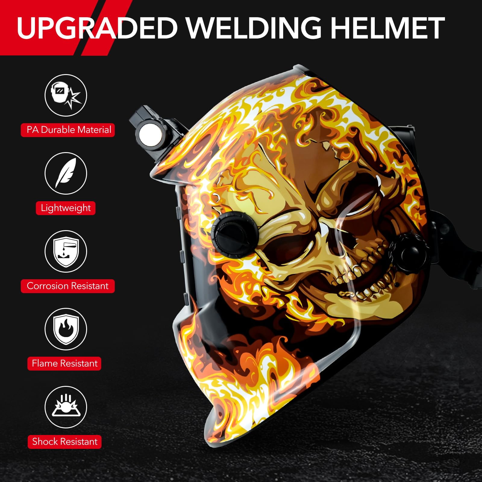 Welding Hood Auto Darkening Welding Helmet with Light True Color 1/1/1/2 Top Optical Clarity Wide Shade 9-13 Welding Mask with Grinding Weld Helmet