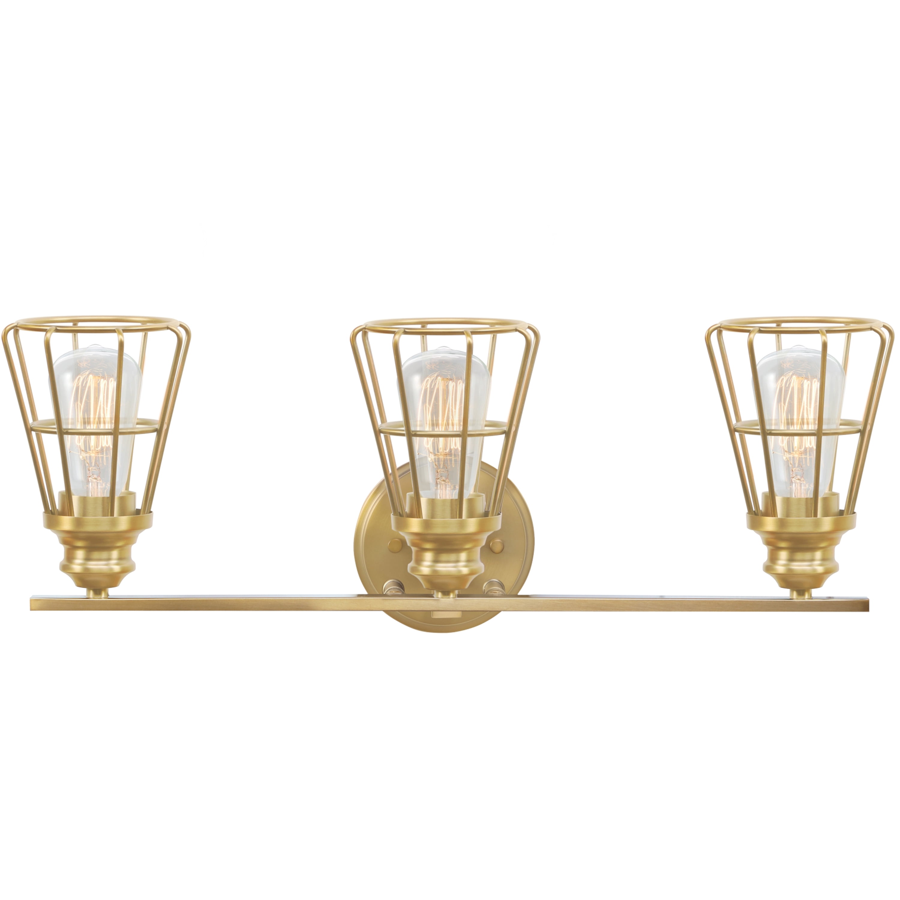 Aspen Creative 62240, Three-Light Metal Bathroom Vanity Wall Light Fixture, 24" Wide, Transitional Design in Antique Brass