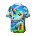 thumbnail image 6 of Lsque Mario print Men's Cuban Collar Short Sleeve Shirt Summer Beachwear Casual Button Down Fashionable Vacation Leisure Shirt-XX-Large, 6 of 7