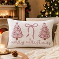thumbnail image 5 of Christmas Printed Throw Pillow Pink Plump Festive Decorative Cushion For Sofa Couch Bed Holiday Decor, 5 of 7