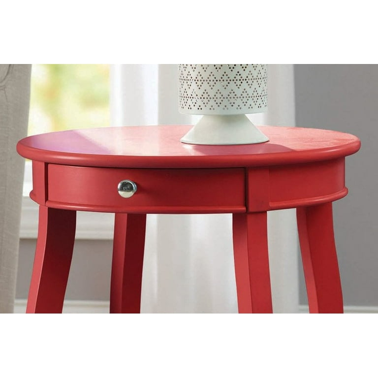 Better Homes Gardens Round Accent Table with Drawer Vibrant Red Walmart