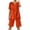 Orange, variant on 2 Piece Short Sets for Women Summer Outfits Casual Wide Leg Blouse with Pockets and Elastic Pants Summer Sets V Neck Shirt Trousers Fashion Streetwear