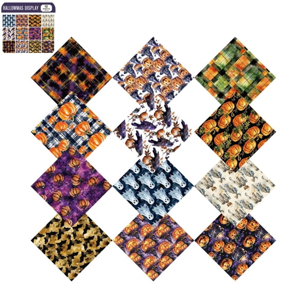 Halloween Pattern Scrapbook Paper 6x6 Inch, 12 Sheets Pumpkin Ghost Skeleton Decorative Craft Paper for DIY Journal Card Making AS SHOW