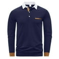 thumbnail image 3 of Kalauyu Men's Patchwork Long Sleeve Button-Up Flap Collar Shirt, 3 of 8